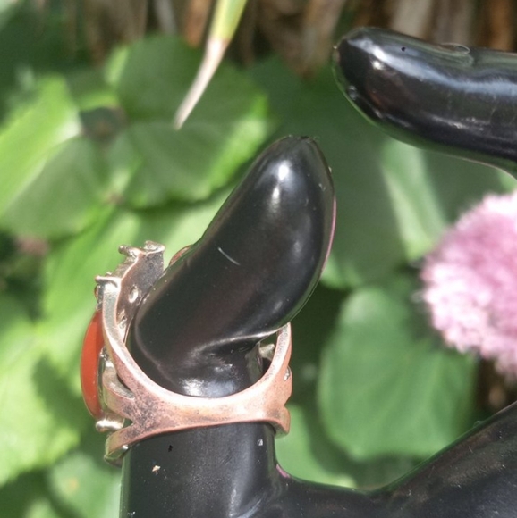 Vintage RUBY & Carnelian Agate Ring - Picture 6 of 16